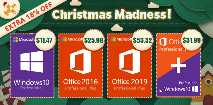 Новогоднее безумие: Windows 10 Pro за .47, Office 2016 за Pro .98 и Office 2019 за .32